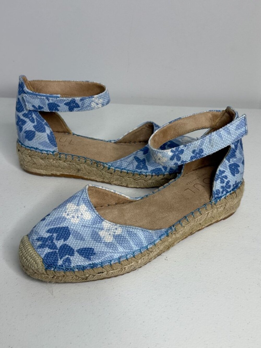 SOUL Naturalizer 9M Blue Floral Espadrille Flats Coastal Cottagecore